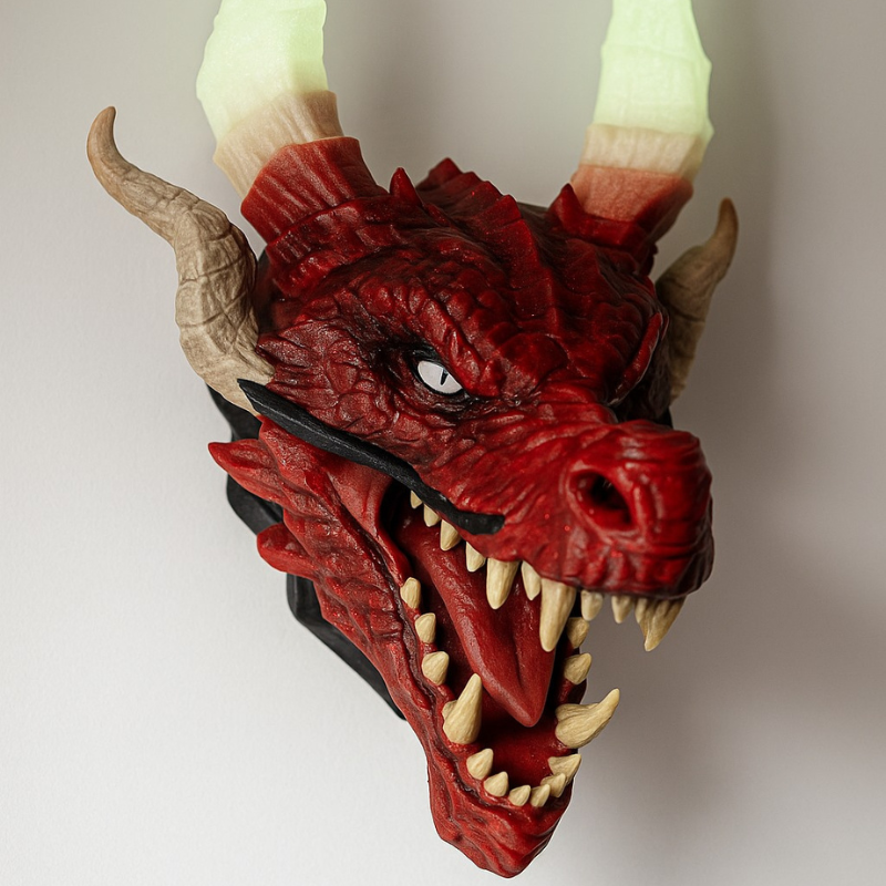 Dragon Head Wall Mount – Glow-in-the-Dark Horns | 3dECshop